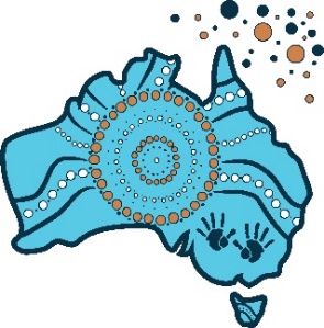 A First Nations artful map of Australia, with the Torres Strait Islands.