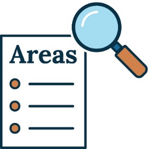 An icon of a document saying Areas. There is a magnifying glass icon on it. 