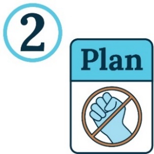 An icon of the Plan, showing a closed fist with a circle and cross through it. There is a number 2 above it. 