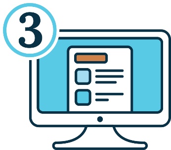 A website icon with an Easy English page on the screen. Above is the number 3.