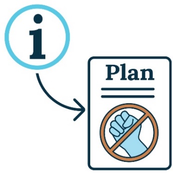 An information symbol with an arrow pointing to an icon of the Plan. 