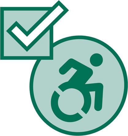 A disability icon with a ticked checkbox above it.