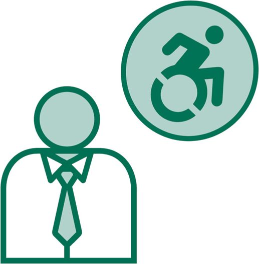 An employer with a disability icon next to them.