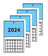 Four calendar sheets, each labelled "2024".