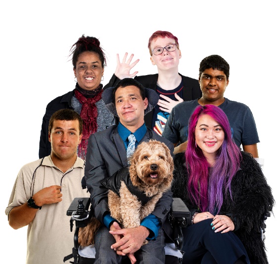 A diverse group of 6 people with disability.