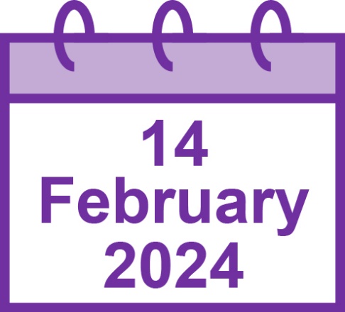 A calendar that says '14 February 2024'.