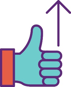 A thumbs up with an arrow pointing up.