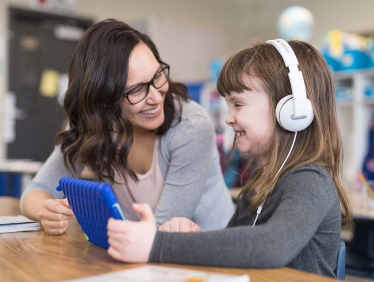 A person supporting a child.