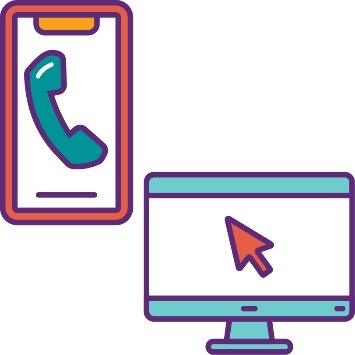 A phone icon and a computer icon.