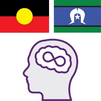 A disability icon, the Aboriginal flag and the Torres Strait flag.