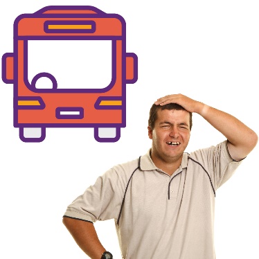 A person looking upset next to a bus.