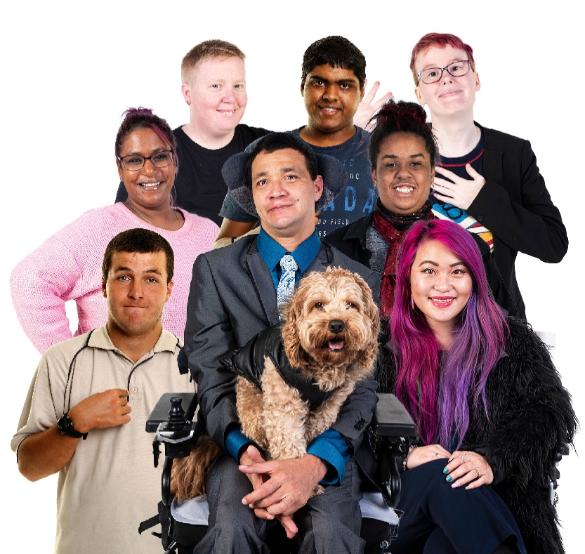 A diverse group of people with disability. 