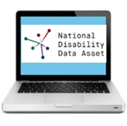 A laptop with the National Disability Data Asset logo on it.