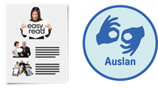 A document that says, 'Easy read'. An Auslan logo.