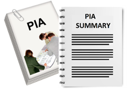 A document that says P I A on it. Another document that says P I A summary.