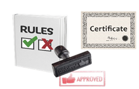 A rules book. A certificate. An approved stamp.