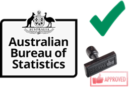 The Australian Bureau of Statistics stamp. A green tick. An approved logo.