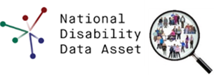 The N D D A logo. A magnifying glass looking at different groups of people.