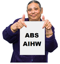 A person holding a document that says, 'A B S, A I H W'.