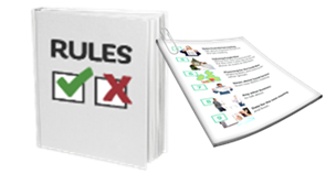 A rules book. A document with pictures and text.