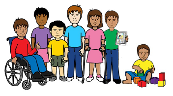 A group of children standing together.