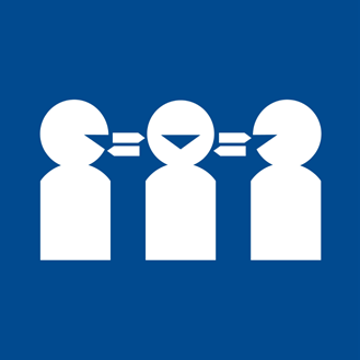 Icon of three people talking to each other.