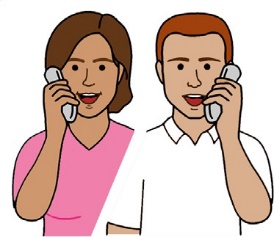 Two people on the telephone.