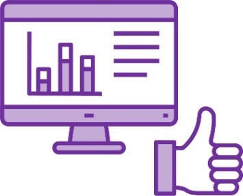 A data icon and a thumbs up.