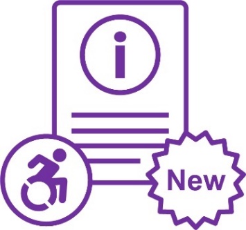 An information icon with a disability icon and a badge icon that says 'New'.