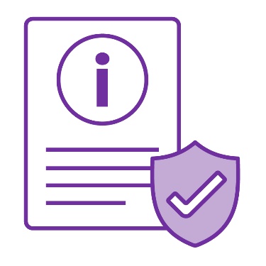 A document with an information icon and a safety icon beside it.
