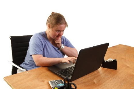 A person using a computer. 