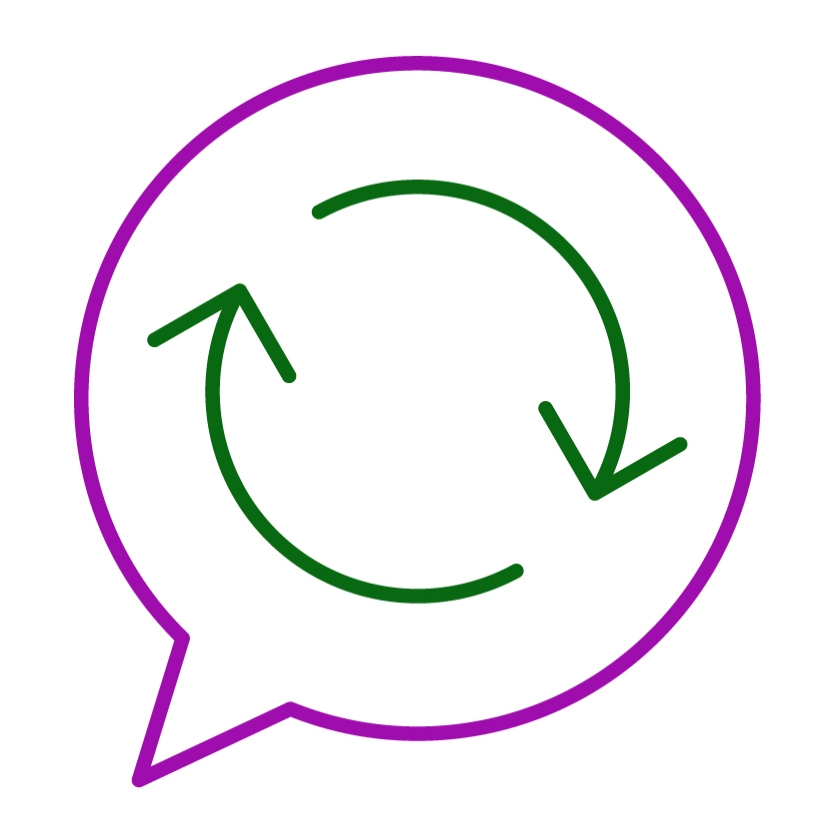 A change icon in a speech bubble.
