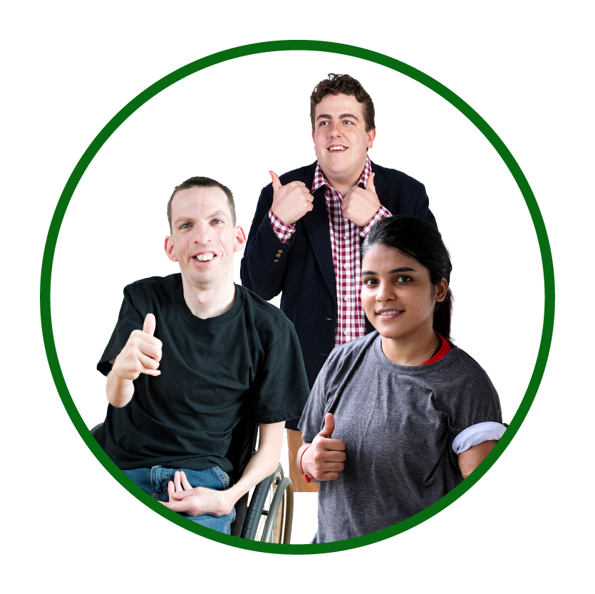 3 people giving thumbs ups.