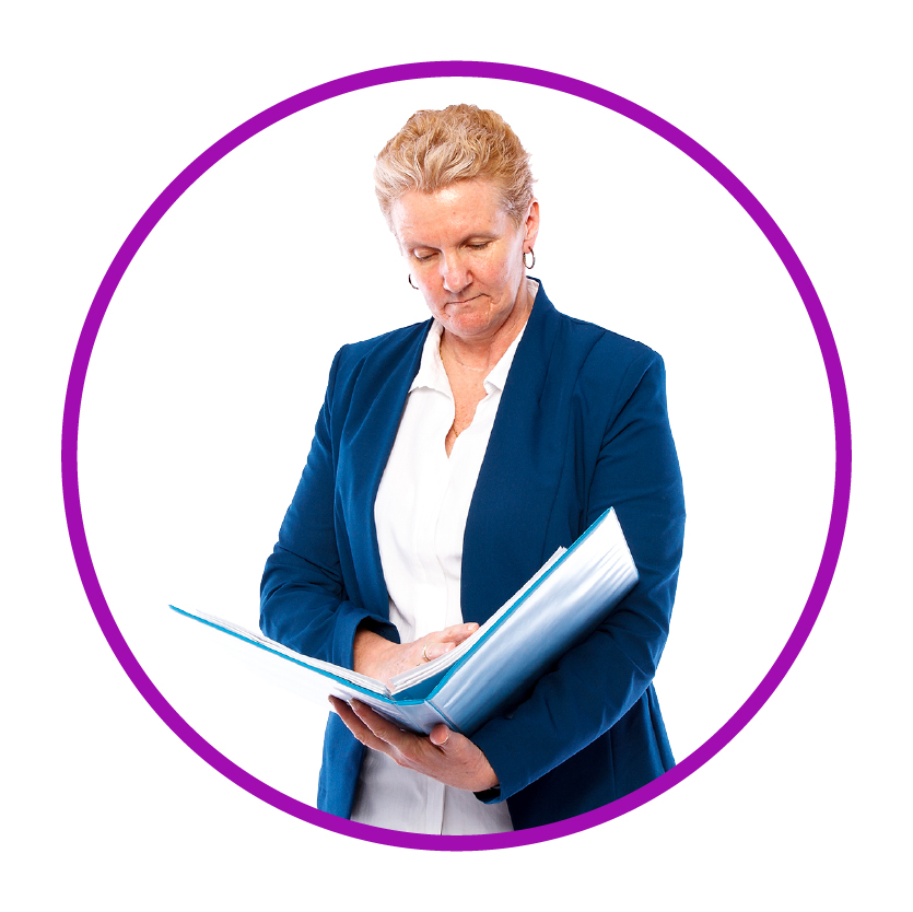 A person reading a document.