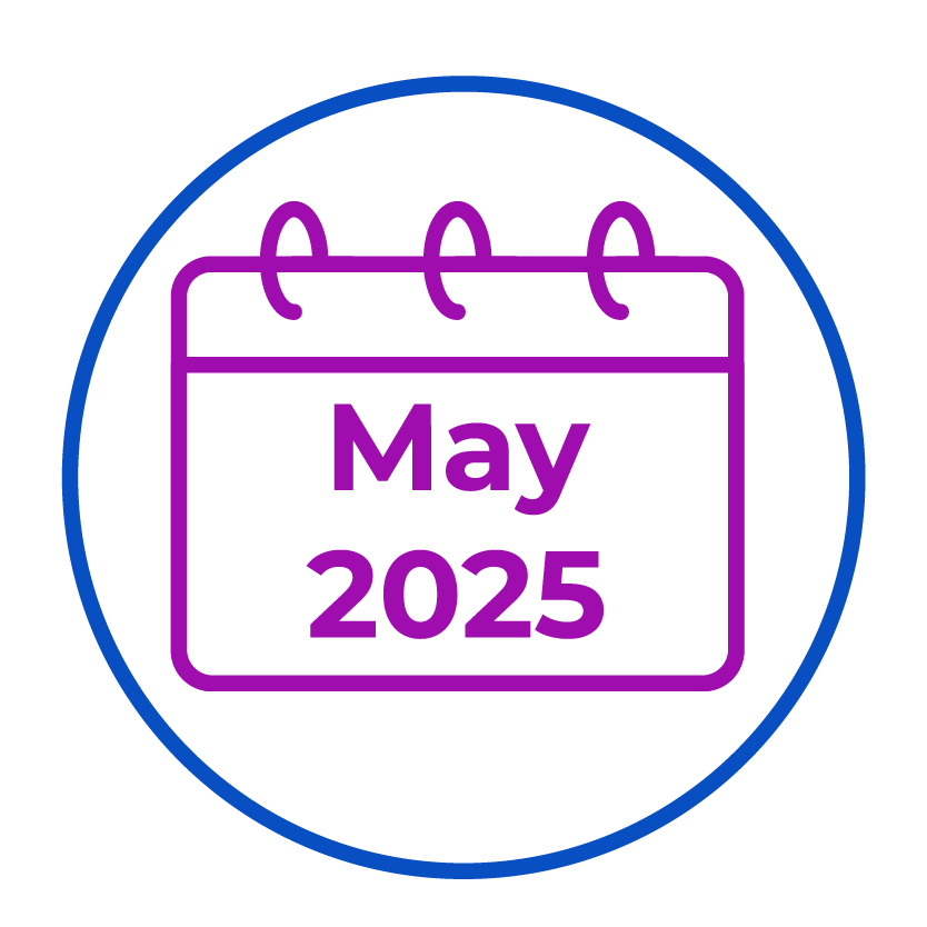 A calendar that says 'May 2025'.