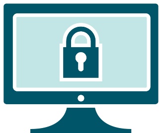 A computer screen with a lock on it. 