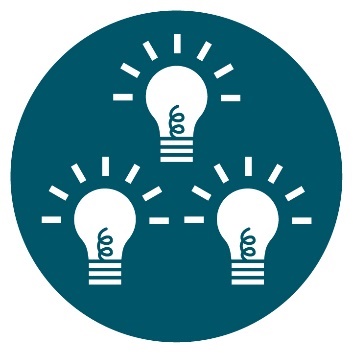 3 lightbulbs inside a circle. 