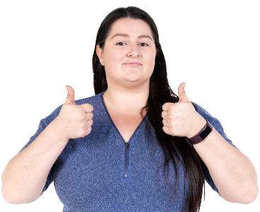 A person giving 2 thumbs up.