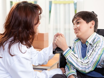 Someone supporting a child.