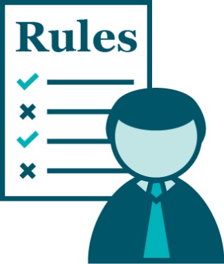A rules document showing a list with ticks and crosses and a minister.