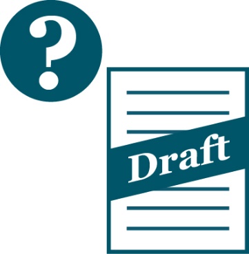 A question mark and a document that says 'Draft'.