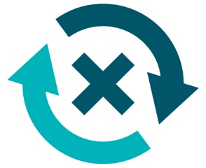 A cross inside a change icon.