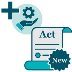 An icon of the new act. Above is a services icon with a plus sign on it.