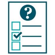 A document with a list of questions, with a tick next to only one of them.
