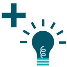 An ideas icon with a plus symbol. 