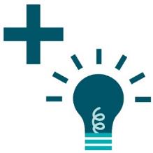An ideas icon with a plus sign above.