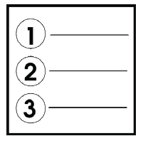 A document with a list of three items.