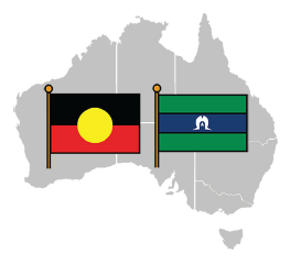 Australia with the Aboriginal and Torres Strait Islander flags.